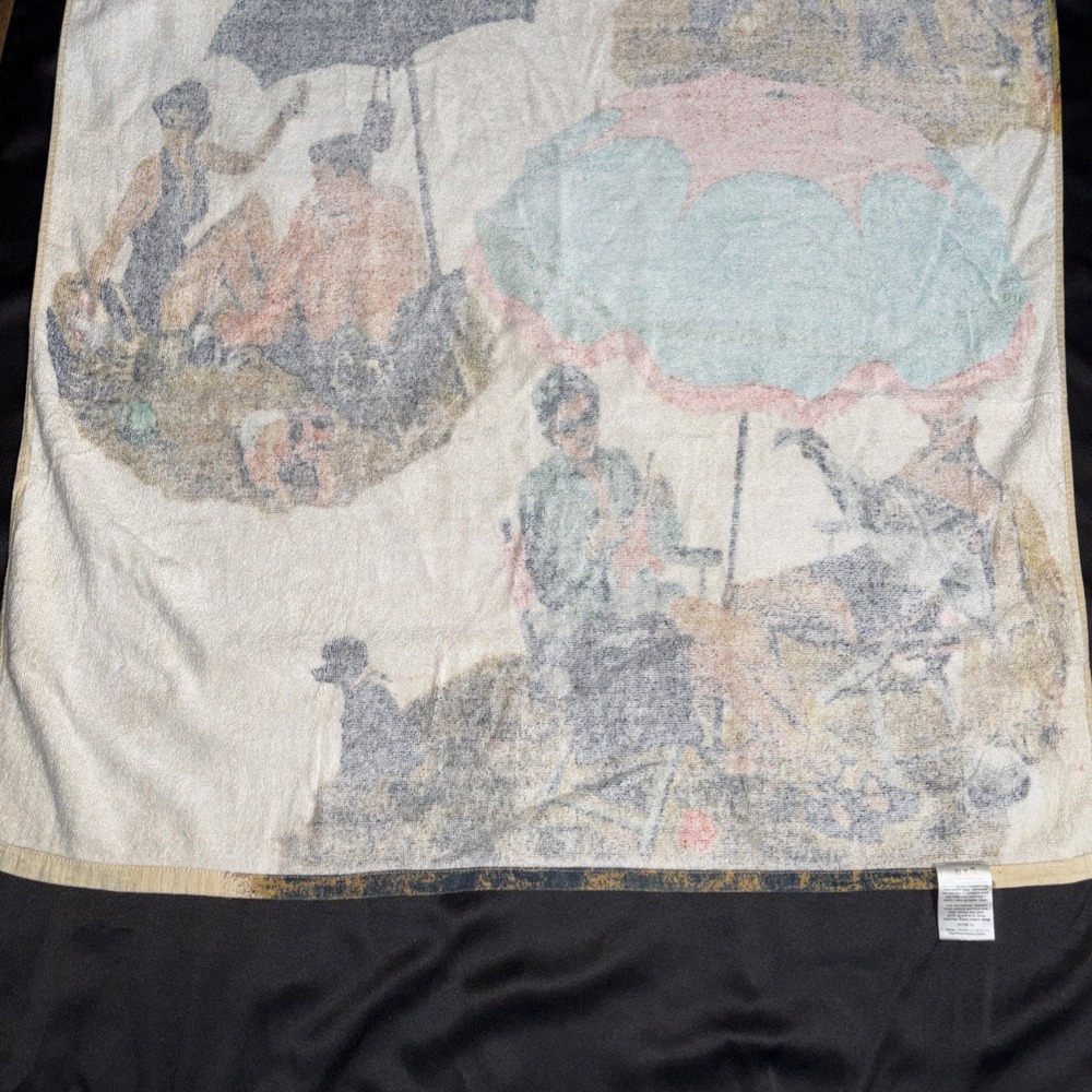 VTG Rare Beach Towel Norman Rockwell Saturday Evening Post Beach Scene 58X33 - Picture 15 of 15